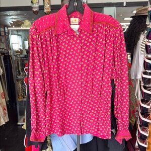 Claiborne Fuchsia and Orange Patterned Shirt